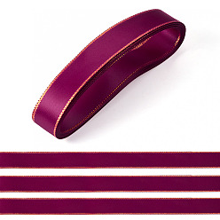 Rouge Violet Moyen 5 Ruban de satin en polyester bordé d'or, support violet rouge, 7/8 pouces (21 mm)