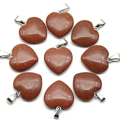 Камень с Пылевым Золотом Синтетический подвесной камень, сердцевидная, 20 мм