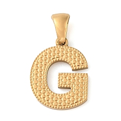 Letter G Вакуумное покрытие pvd 304 подвески из нержавеющей стали, золотые, буквенное очарование, Буква G, 17x13x1.5 мм, отверстие : 5x3 мм