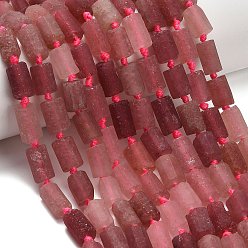 Erdbeer-Quarz Natürlichen Erdbeere Quarzperlen Stränge, facettierten Spalte, 11.5~14.5x8.5~10.5x8.5~10.5 mm, Bohrung: 1.2 mm, ca. 25~26 Stk. / Strang, 15.55~15.75 Zoll (39.5~40 cm)