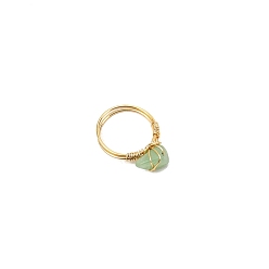 Aventurin Ringe aus natürlichen grünen Aventurin-Nuggets, Messingschmuck für Damen Herren, golden, Innendurchmesser: 18 mm
