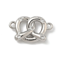 Прозрачный Подвески-браслеты в форме бисквита из латуни с микропаве из кубических цирконий, без кадмия и без свинца, долговечный, стойки покрытие, платина, прозрачные, 9.5x15x3 мм, отверстие : 1.2 мм