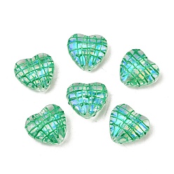 Бирюза Прозрачные стеклянные эмалевые бусины, сердце, бирюзовые, 19.5x21x8.5 мм, отверстие : 1.2 мм