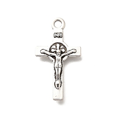 Античное Серебро Сплавочные подвески тибетского стиля, без кадмия и без свинца, амулеты крест/распятие, античное серебро, 22.5x12x2 мм, отверстие : 1.8 мм