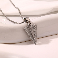 Stainless Steel Color 304 Stainless Steel Paper Plane Pendant Necklaces for Unisex, Tarnish Free, Stainless Steel Color, 21.65 inch(55cm)