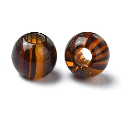 Кокосово-Коричневый Cmолы европейские шарики, Арбузные круглые бусины с большими отверстиями, кокосового коричневый, 12x14x14 мм, отверстие : 5 мм