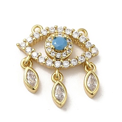 Прозрачный Латунные микро проложить кубического циркония подвески, со стеклом, без кадмия, без никеля и без свинца, реальный 18 k позолоченный, глаз, прозрачные, 22x20x5.2 мм, отверстие : 1.4 мм