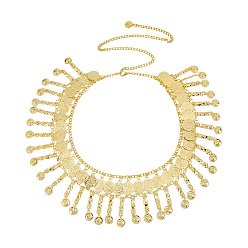 Doré  Chaînes de taille bohèmes en alliage avec pompons et pièces de monnaie, bijoux de corps bikini pour femmes, or, 1065x85mm