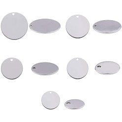 Нержавеющая Сталь Цвет 304 подвески из нержавеющей стали для штамповки заготовок, плоско-круглые, цвет нержавеющей стали, 8x1 мм, 10x1 мм, 15x1 мм, 20x1 мм, 25x1 мм, отверстия: 1~1.5 мм, 100 шт / коробка