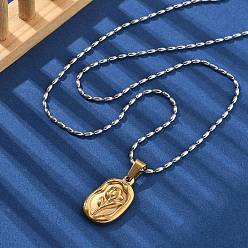 Позолоченный и Цвет Нержавейки 304 женские ожерелья с подвесками в виде роз из нержавеющей стали, с сетью ресторанов Charleston Rice, настоящее золото и нержавеющая сталь, 15.75 дюйм (40 см)