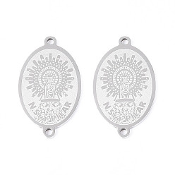 Нержавеющая Сталь Цвет Религия 201 овальный подвесной шарм из нержавеющей стали с соединительными звеньями из натуральной стали, лазерная резка, цвет нержавеющей стали, 21.5x12.5x1 мм, отверстие : 1.3 мм
