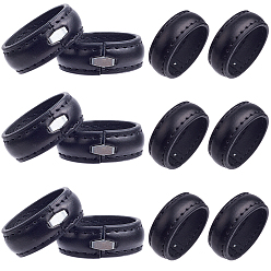 Черный 50 шт. искусственная кожа с кольцами для крепления поясного ремня из сплава, круглые кольца, чёрные, 36x13.5 мм