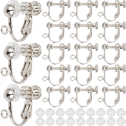 Платина 36латунные винты на клипсах, спиральный зажим для ушей, с 36силиконовыми подушечками для серег, платина, 18x14x3 мм, отверстие : 1.6 мм