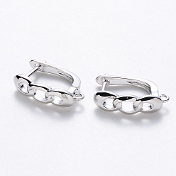 Платинированный Латунные серьги-кольца с застежкой сзади, без никеля , с горизонтальной петлей, в форме обочины, Реальная платина, 18.5x5.5x12.5 мм, отверстие : 1.2 мм, контактный: 1 mm.