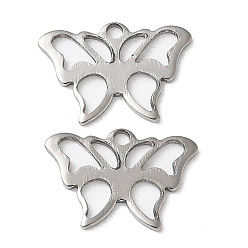 Нержавеющая Сталь Цвет 201 подвески из нержавеющей стали, бабочки прелести, цвет нержавеющей стали, 9x13x0.5 мм, отверстие : 1.2 мм