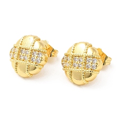 Настоящее золото 18K Серьги-гвоздики с цветком из прозрачного кубического циркония, серьги из латуни для женщин, без свинца и без кадмия, реальный 18 k позолоченный, 13x13 мм