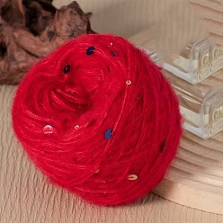 Красный Пряжа мохер, длинная шерстяная пряжа с пайетками, для одежды шарфы свитера шали шапки, красные, 50г/моток