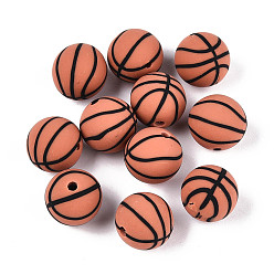 Basketball Бусины из полимерной глины , игры с мячом, баскетбол, 9.5~10 мм, отверстие : 1.5~2 мм