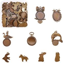Antique Bronze Alloy Pendant Cabochon Settings, Animal, Antique Bronze, 7.4x7.3x2.5cm, 36pcs/box