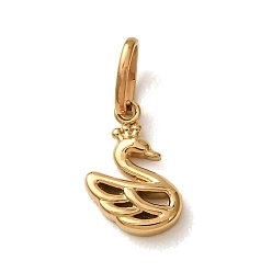 Golden 304 Edelstahl Reize, Schwanenzauber, Ionenbeschichtung (ip), golden, 11x7x1.6 mm, Bohrung: 4x2.5 mm