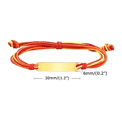 Оранжевый Регулируемые браслеты из нержавеющей стали с ID-звеньями, со шнуром для женщин, оранжевые, 5-1/8~9-1/8 дюйм (13~23 см)