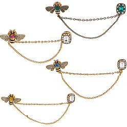 (52) Непрозрачная лаванда 4 шт. 4 цветные стеклянные броши-цепочки в виде пчелы и прямоугольника, булавка в виде животного из сплава для воротника рубашки, золотые, разноцветные, 120 мм, 1 шт / стиль