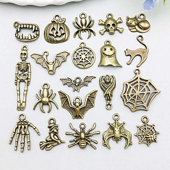 Античная Бронза Сплавочные подвески тибетского стиля, темы хэллоуина, античная бронза, 9~39x9~23x2~5 мм, отверстие : 1.2~1.8 мм