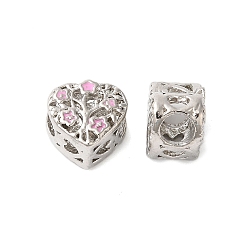 Платина Наберешь покрытие эмали сплава европейские шарики, без кадмия, без никеля и без свинца, бусины с большим отверстием, сердце с дерева жизни, платина, 11x12x8 мм, отверстие : 5 мм