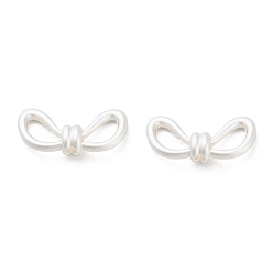 Matte Silver Color Matte Alloy Beads, Bowknot, Matte Silver Color, 20x9x5.5mm, Hole: 1.6mm