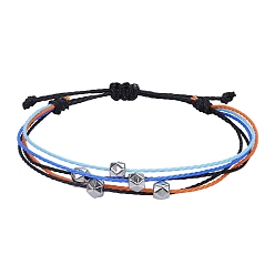 (52) Непрозрачная лаванда Браслеты из многожильных бусин из вощеного шнура в стиле бохо, регулируемые женские браслеты из полигональных бусин, разноцветные, периметр: 5-7/8~11 дюйм (15~28 см)