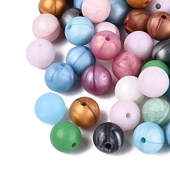 Mixed Color Silicone Beads, Round, with Glitter Powder, Mixed Color, 11.5mm, Hole: 2.5mm