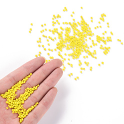 Yellow Glass Seed Beads, Opaque Colours Seed, Small Craft Beads for DIY Jewelry Making, Round, Yellow, 2mm, Hole:1mm, about 30000pcs/pound