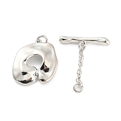 Platinum Rack Plating Brass Toggle Clasps, Long-Lasting Plated, Cadmium Free & Lead Free, Platinum, Ring: 19x16x2.5mm, Bar: 21.5x19x2mm, Hole: 2.5mm