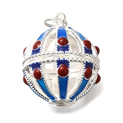 Серебро Стойка гальваническое покрытие латунная эмаль бусины клетка подвески, без кадмия и без свинца, долговечный, свиной пятачок, серебряные, 23.5x18.5x20.5 мм