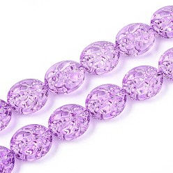 Средняя Орхидея Краска для выпечки, прозрачные стеклянные бусины, нити, овал и пчела, средне орхидеи, 15.5x13.5x7.5 мм, отверстие : 1 мм, около 40 шт / нитка, 24.80 дюйм (63 см)