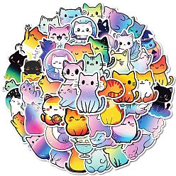 (52) Непрозрачная лаванда 50шт. бумажные наклейки с изображением мультяшного кота, самослипание, для чемодана, скейтборде, холодильник, шлем, оболочка мобильного телефона, разноцветные, 28~52x38~52x0.2 мм, 50 шт / комплект