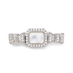 Платина Латунные застежки из прозрачного кубического циркония с микропаве, без кадмия, без никеля и без свинца, с оболочкой из эпоксидной смолы, прямоугольные, платина, 31x11x8 мм