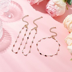 Золотой 304 женские браслеты-сателлиты из нержавеющей стали, с подвеской, золотые, 7-1/4 дюйм (18.5 см)