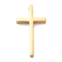 Настоящее золото 18K Ионное покрытие (ip) 304 подвески из нержавеющей стали, крест очарование, реальный 18 k позолоченный, 40.5x23x5 мм, отверстие : 3 мм