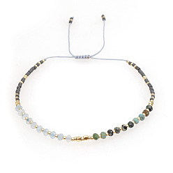 Разноцветный Регулируемые браслеты из плетеного бисера и стеклянных бусин для женщин, с латунным, красочный, 11.02 дюйм (28 см)