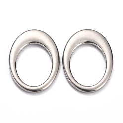 Stainless Steel Color Non-Tarnish 304 Stainless Steel Linking Ring, Oval, Stainless Steel Color, 26x19x2.3mm