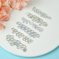 Лиловый Прозрачные смолы горный хрусталь кабошоны, ногтей декоративные аксессуары, с покрытием AB цвета, граненые, слеза, & овал & квадрат & сердце & конский глаз, сирень, 7x5x2.5 мм