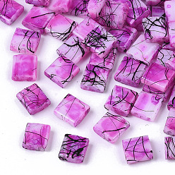 Средний Фиолетово-красный 2 бисер стеклянный вытяжной, непрозрачная окраска распылением, квадратный, средне фиолетовый красный, 5x4.5~5x2~2.5 мм, отверстие : 0.5~0.8 мм