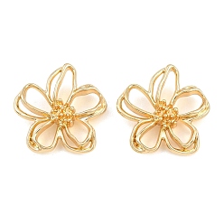 Golden Alloy Pendants, Flower Charms, Rack Plating, Cadmium Free & Lead Free, Golden, 25x26.5x7mm, Hole: 5x7.5mm