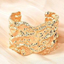 Золотой 304 открытые браслеты из нержавеющей стали, широкие браслеты для женщин, текстура, золотые, 1-7/8 дюйм (4.8 см), внутренний диаметр: 2-1/4 дюйм (5.6 см)