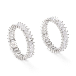 Платинированный Кольца из латуни с микропаве, прозрачные кольца с кубическим цирконием, Реальная платина, Размер 9, внутренний диаметр: 19 мм