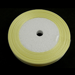 Lemon Chiffon Single Face Satin Ribbon, Polyester Ribbon, Lemon Chiffon, 1/4 inch(6mm), about 25yards/roll(22.86m/roll), 10rolls/group, 250yards/group(228.6m/group)