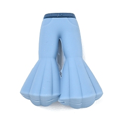 Clothes Silicone Focal Beads, Light Sky Blue, Flared Jeans, 33.5x29x13mm, Hole: 3mm