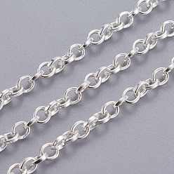 Silver Iron Cable Chains, Unwelded, with Spool, Lead Free, Silver, 5x4x1mm, about 164.04 Feet(50m)/roll