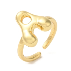 Letter A Латунные открытые кольца манжеты, для женщин, без свинца и без кадмия, реальный 18 k позолоченный, буква a, 14 мм, регулируемый
